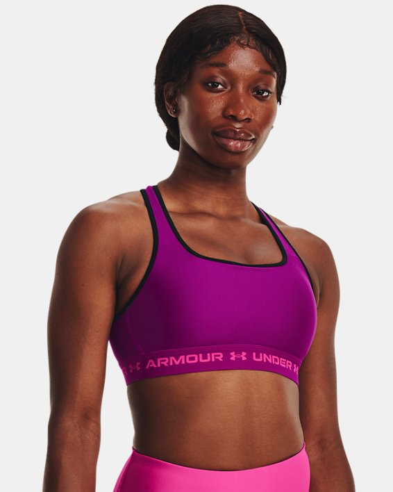 Soutien-gorge de sport UA à dos croisé et maintien modéré pour femme, Purple, pdpMainDesktop image number 0